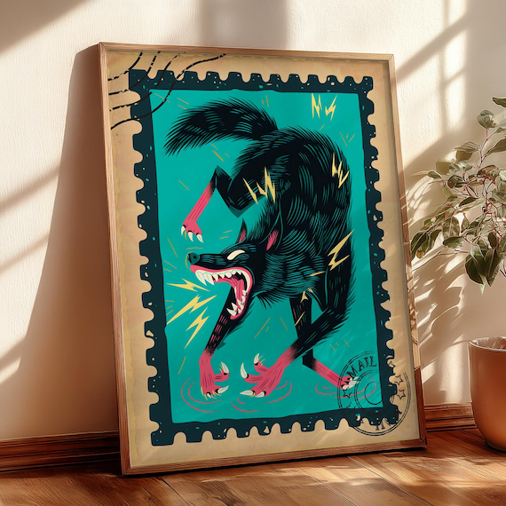 The Wolf Stamp Limited Edition Animal Art Print Instant Wall Lovers