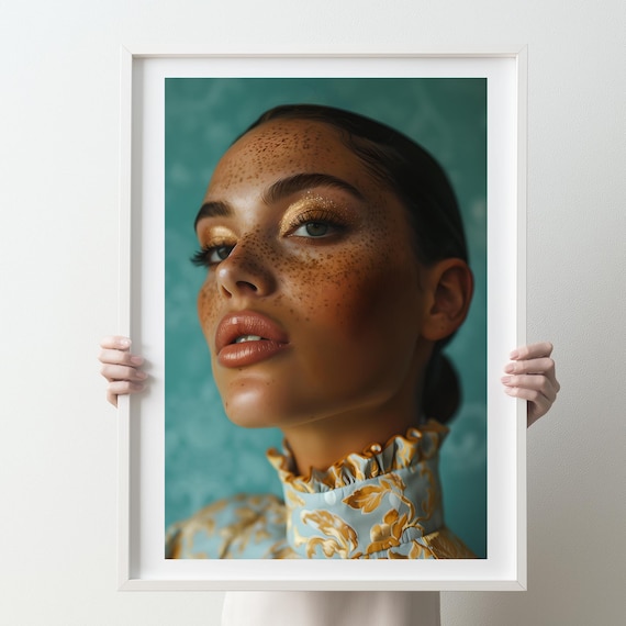 Freckles Beauty Portrait Woman Fashion Photography Art Poster