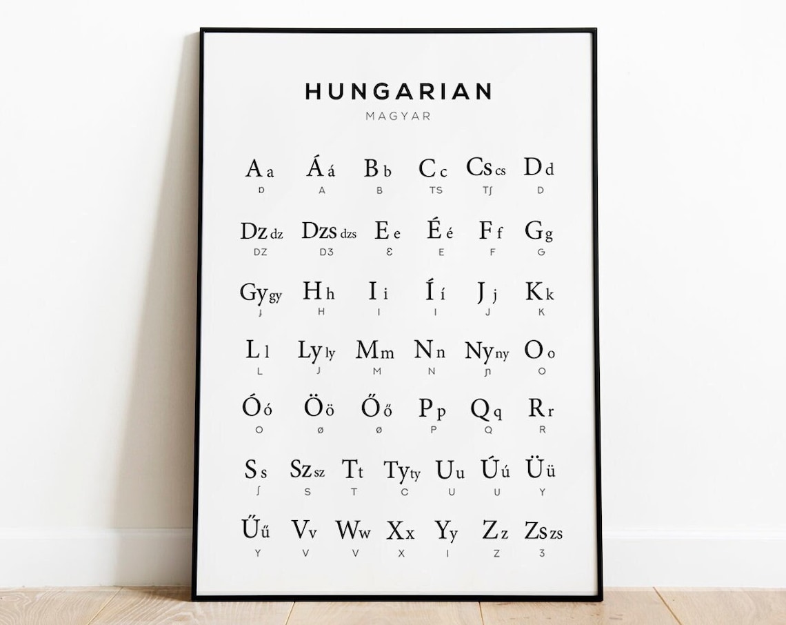 Hungarian Alphabet Chart, Language Poster Print
