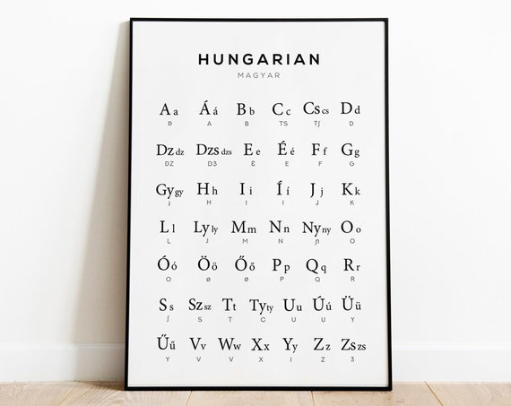 Hungarian Alphabet Chart, Language Poster Print
