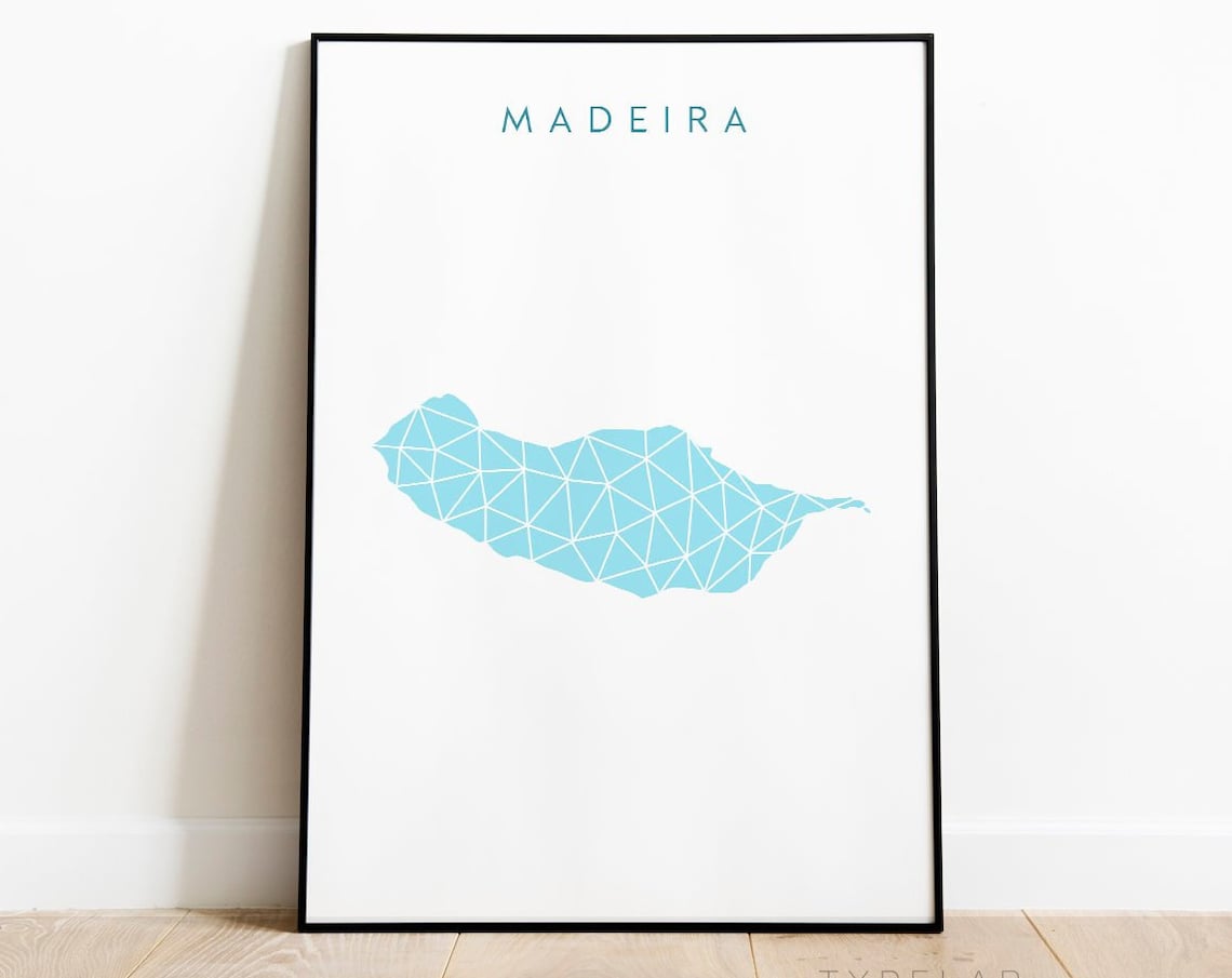 Madeira Print Portugal Map Print Portugal Travel Poster Geometric Art Print Madeira Poster Portuguese Wall Decor Minimalist Wall Art