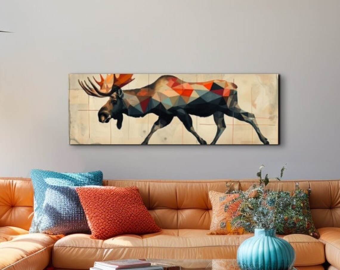 Panoramic Mid Century Modern Moose Art Print