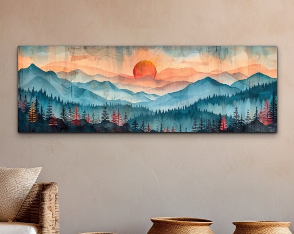 Rocky Mountain Mid-Century Modern Panoramic Art Print