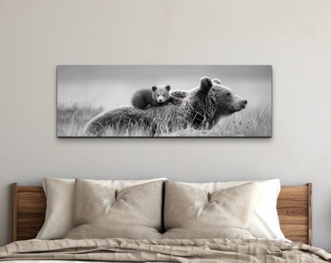 Mamma Bear Cub, Panoramic Wall Art Print