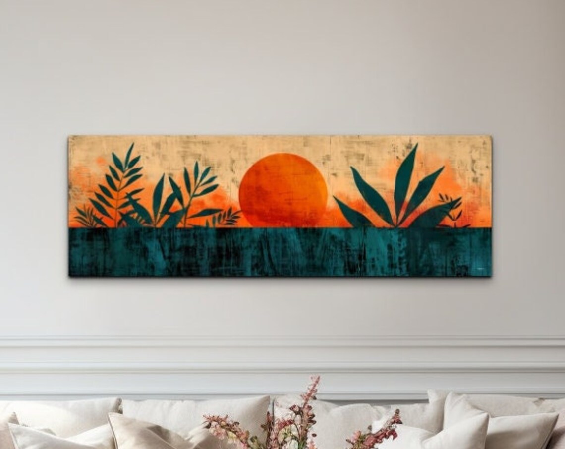 Panoramic Geometric Mid Century Modern Sunrise