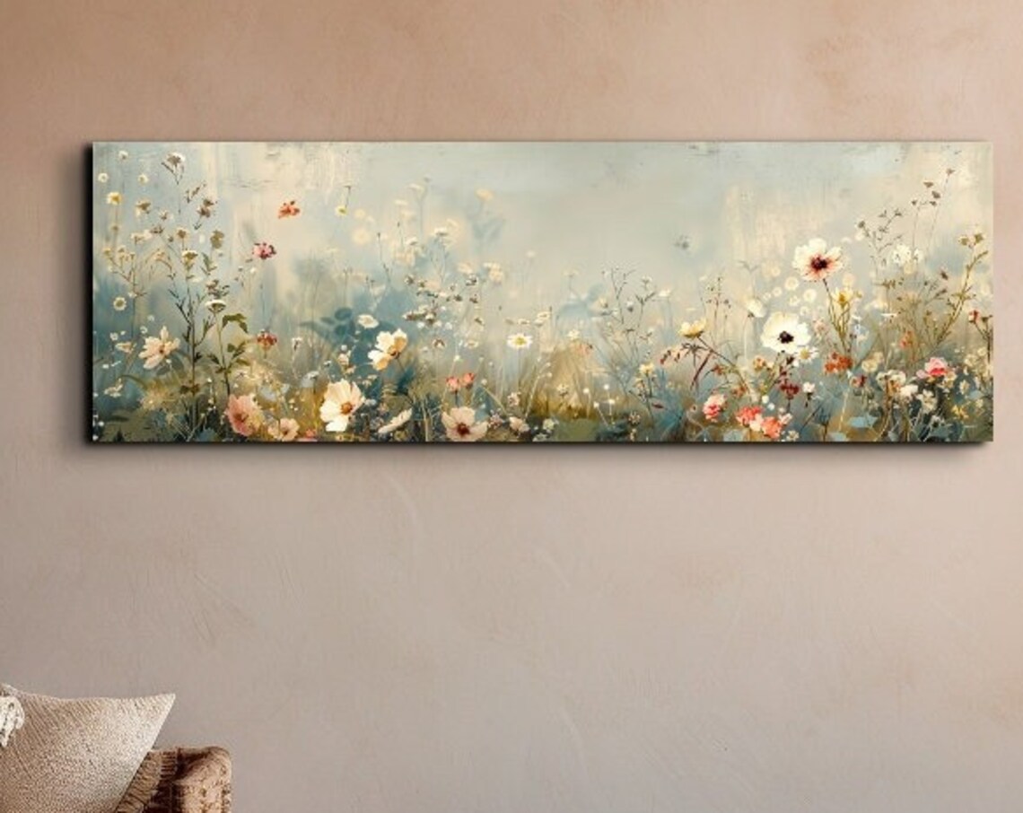 Vintage Wildflower Scene, Nature Art Print