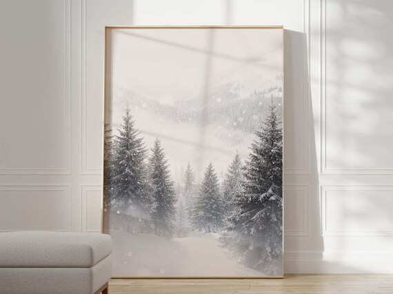Winter Forest Poster Print, Snowy Mountain Landscape