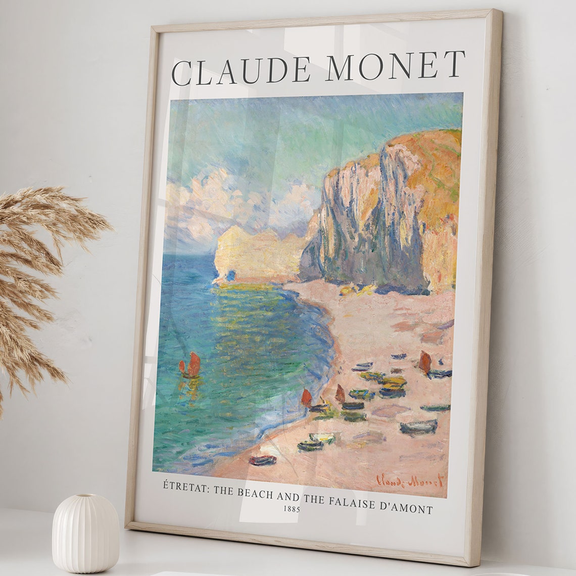 Claude Monet Etretat Beach and Falaise dAmont 1885 Art Poster - Image 3