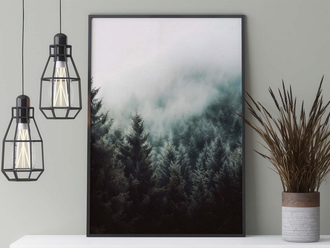 Mystical Forest In The Fog Poster, Scandi Style