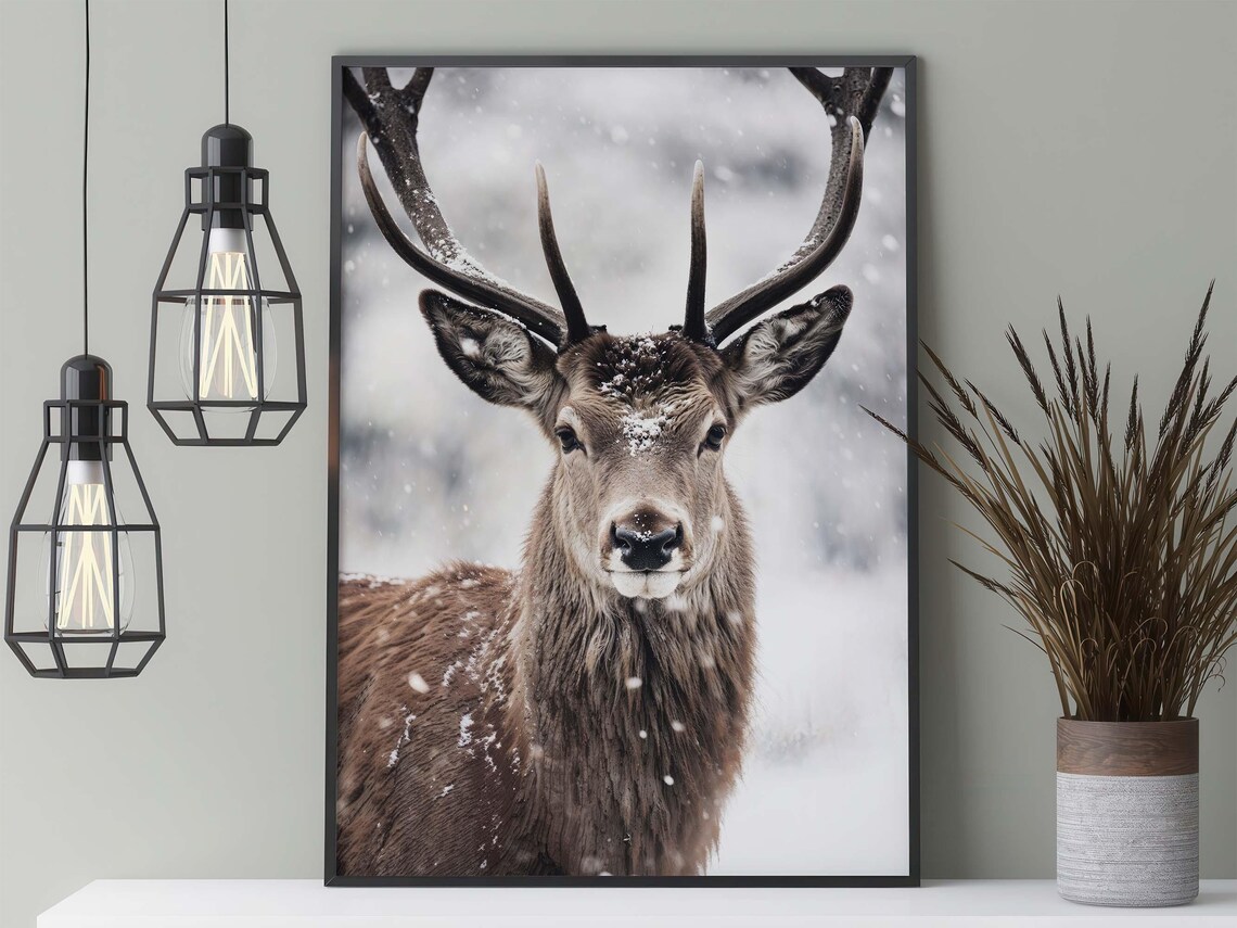 Deer In Winter Poster, Winter Nature Photography