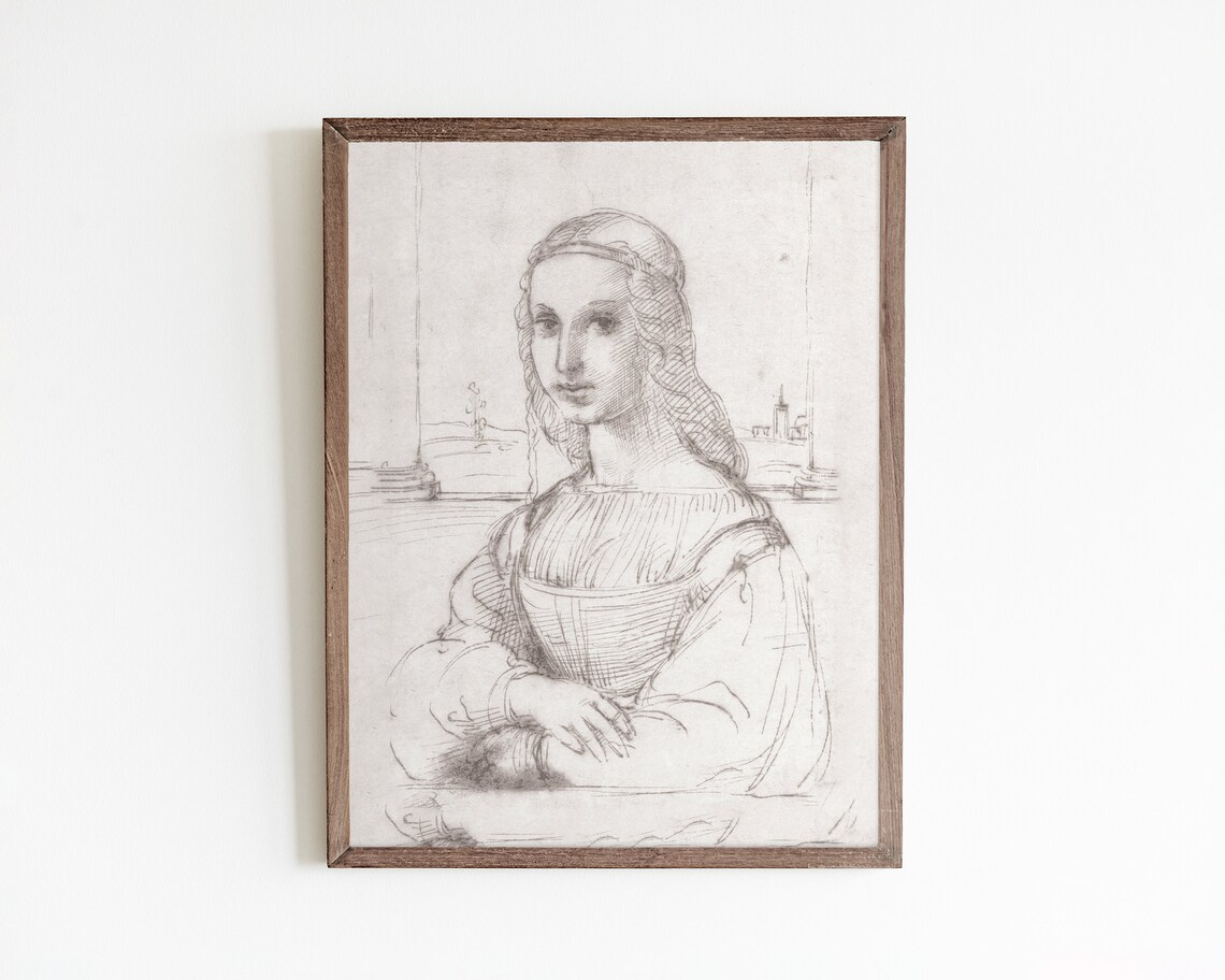 Renaissance Style Portrait Sketch of a Lady Old Master Drawing Art Poster