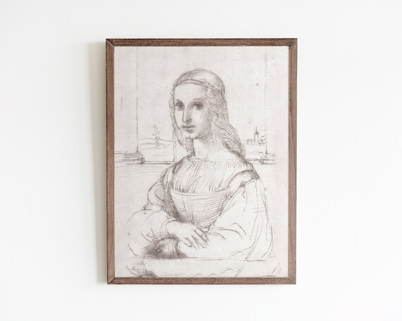 Renaissance Style Portrait Sketch of a Lady Old Master Drawing Art Poster