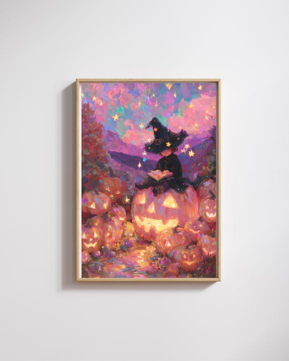 Halloween Witch Art Printcozy Spooky Wall Printfantasy Autumn Home Decor Posterhalloween