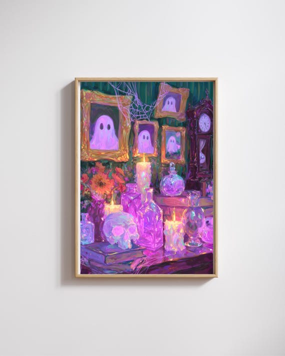 Gallery Wall Art Printspooky Gothic Halloween Home Decor Cozy Witchy Haunted House Illustration Unique Gift For Lovers