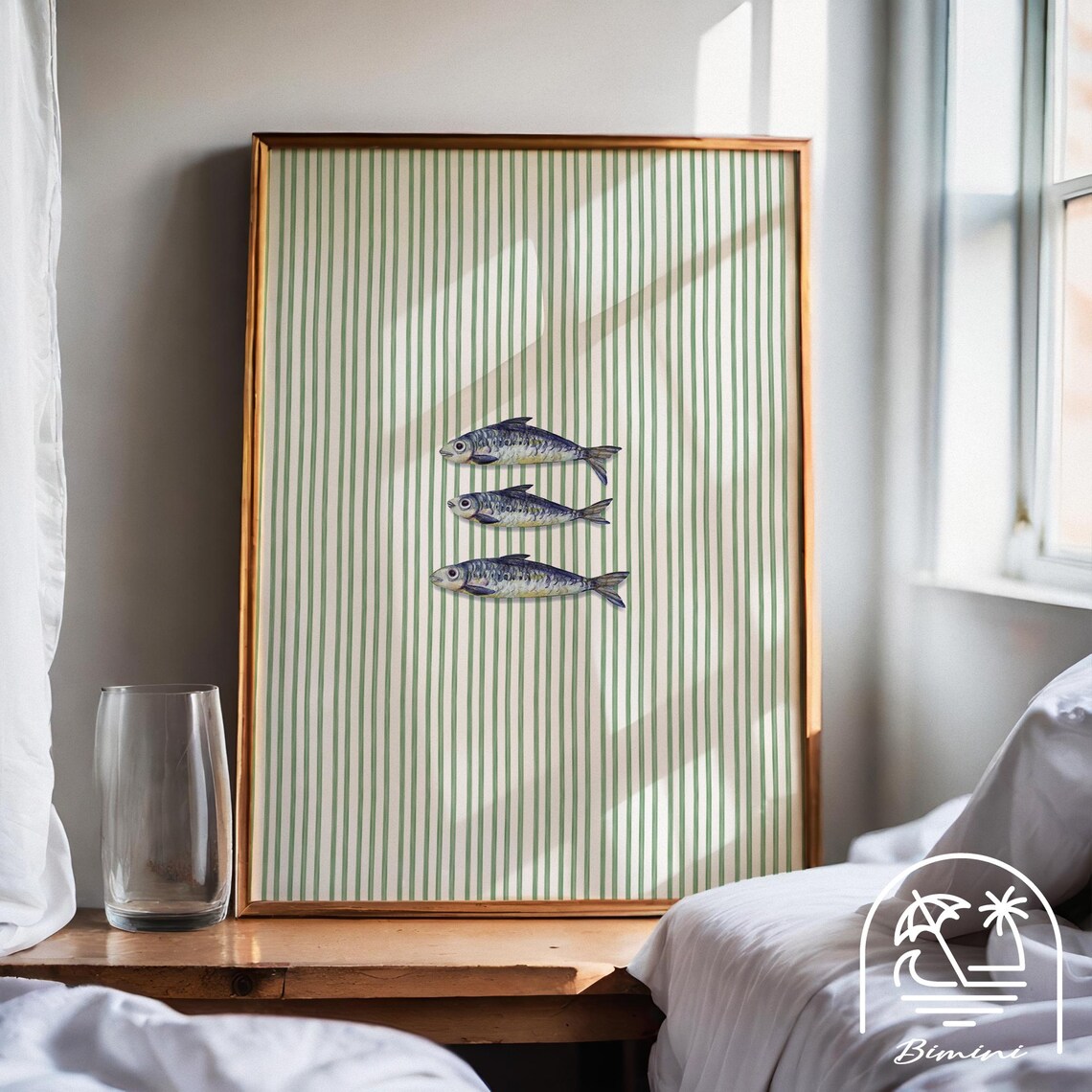 Green Sardine Print, Retro Kitchen Wall Art