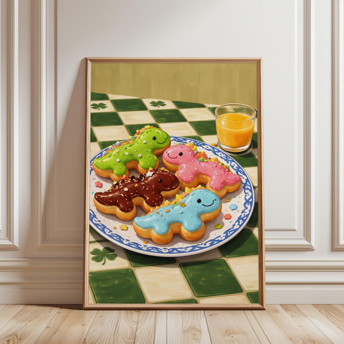 Dino Cookies Poster, Whimsical Dinosaur Foodie