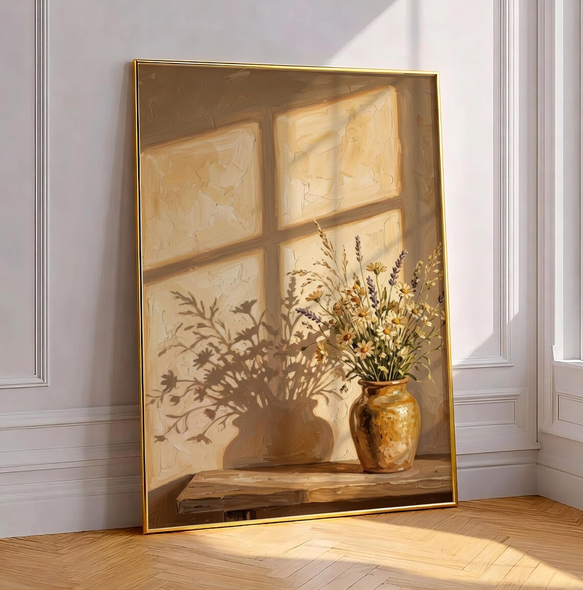 Wildflowers In Vase Art Print, Cottagecore Floral Painting