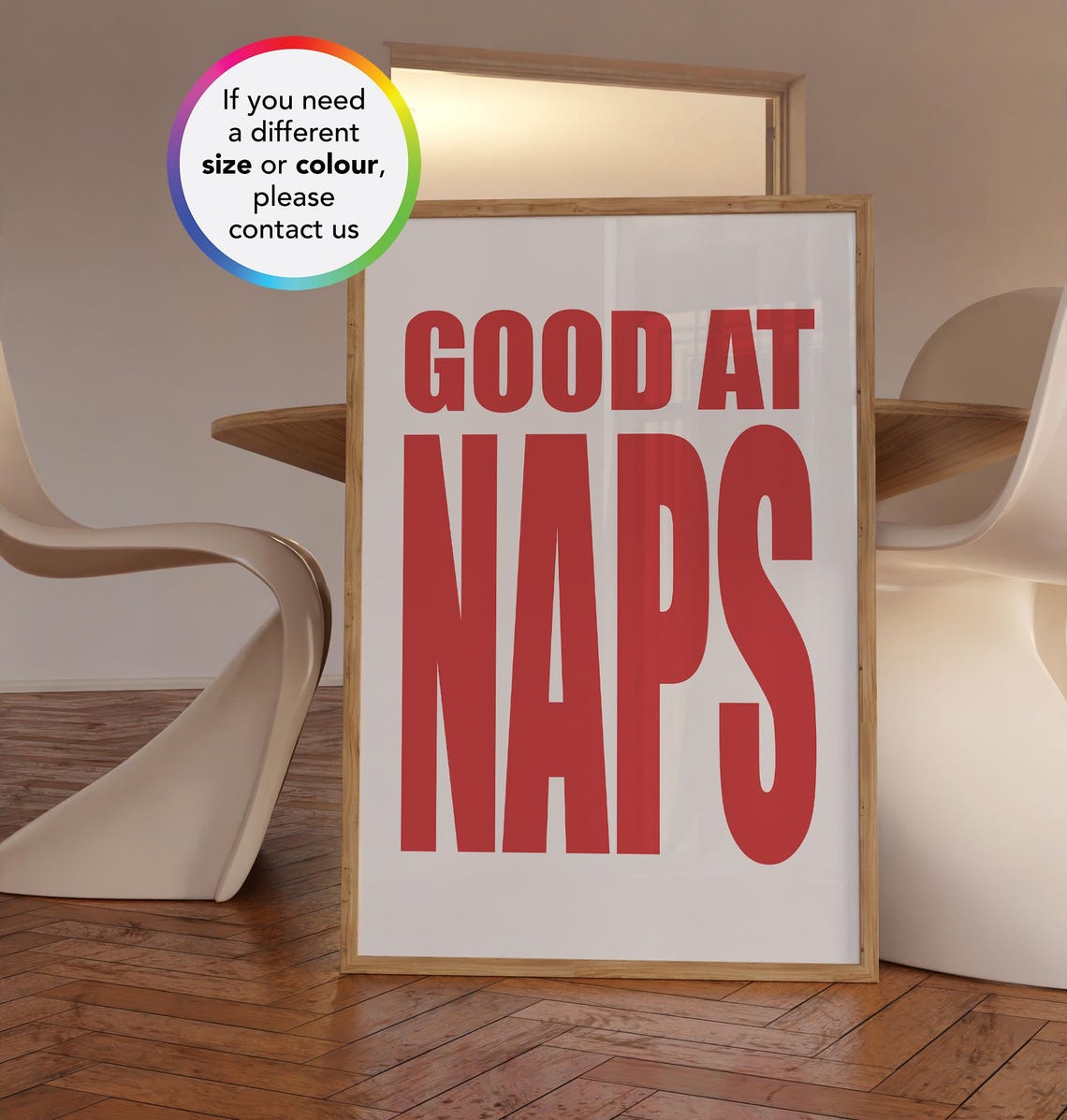 Good At Naps Bold Red Typography Bedroom Wall Decor Gift Poster - Image 2
