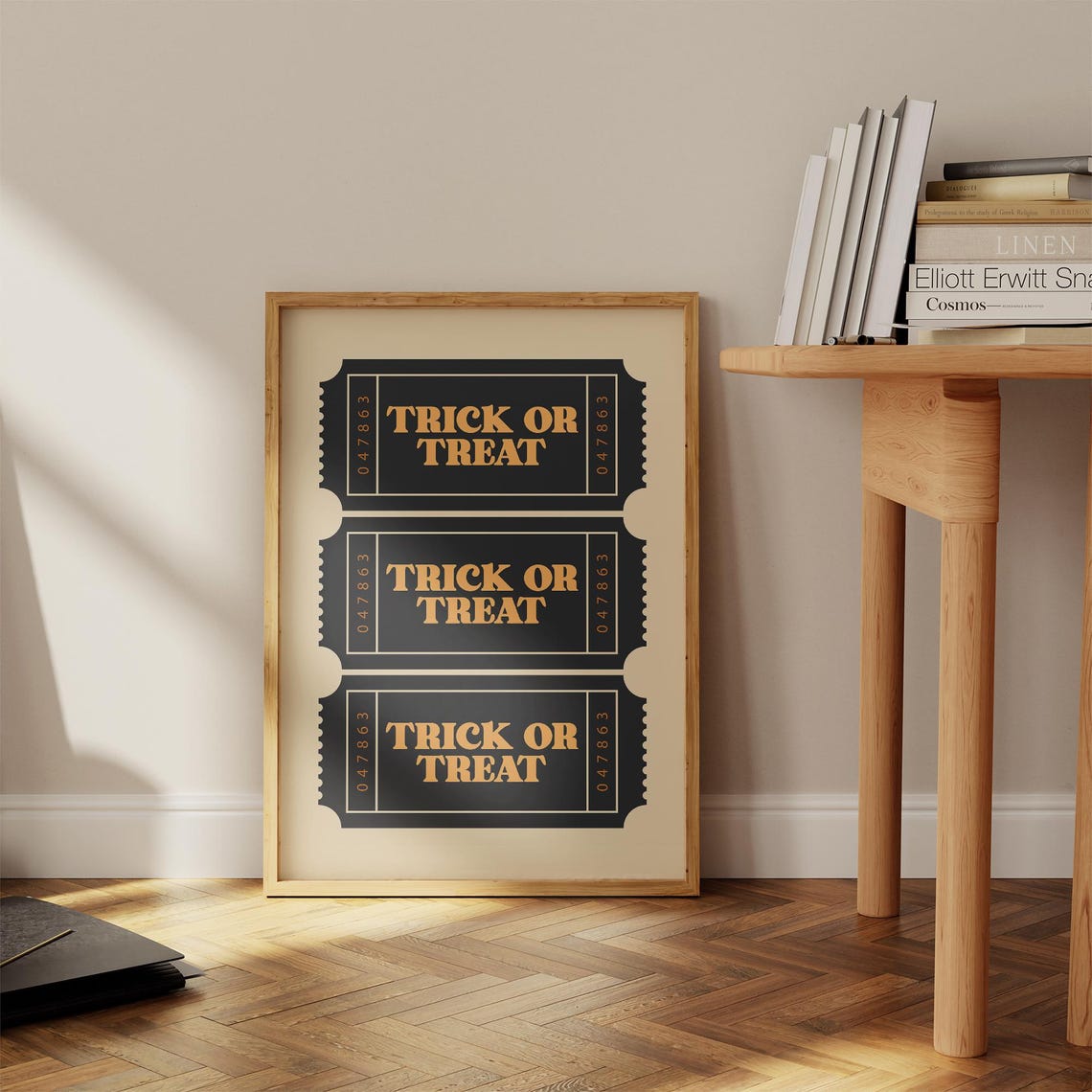 Trick or Treat Ticket Retro Halloween Black Gold Vintage Fun Poster - Image 3