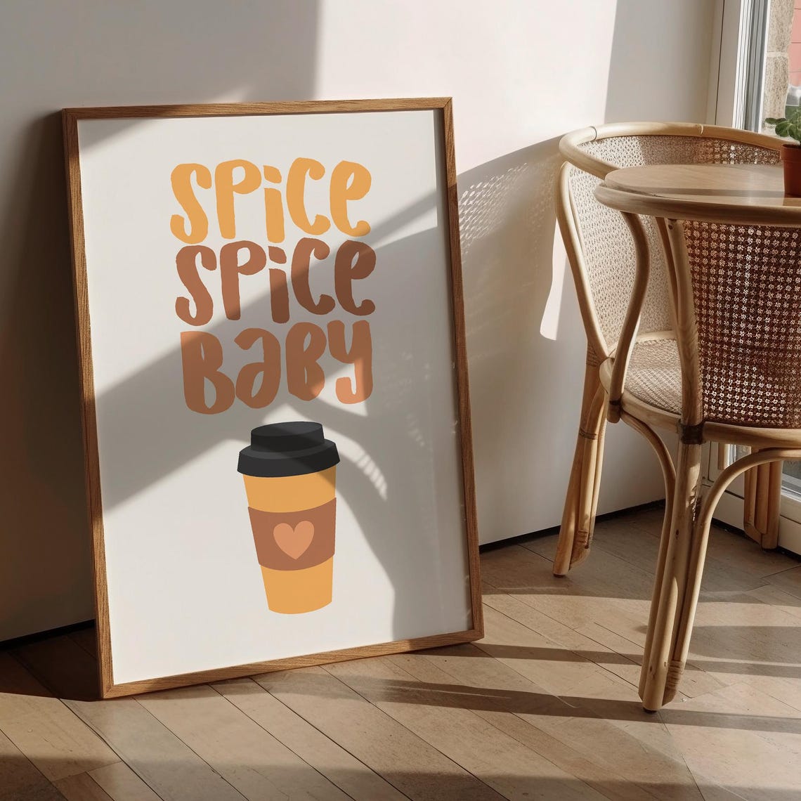 Pumpkin Spice Latte Poster Funny Typography Print Coffee Bar Decor Cute Fall Decor Kitchen Wall Art Latte Poster - Image 2