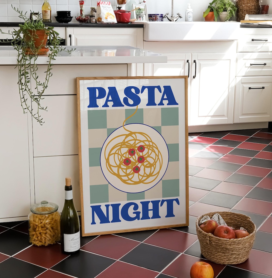 Pasta Night Trendy Kitchen Poster - Image 3