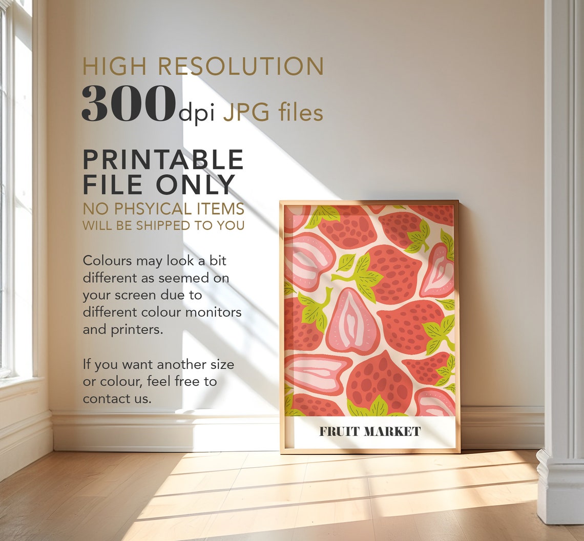 Fruit Market Colourful Strawberries Red Kitchen Botanical Poster - Image 4