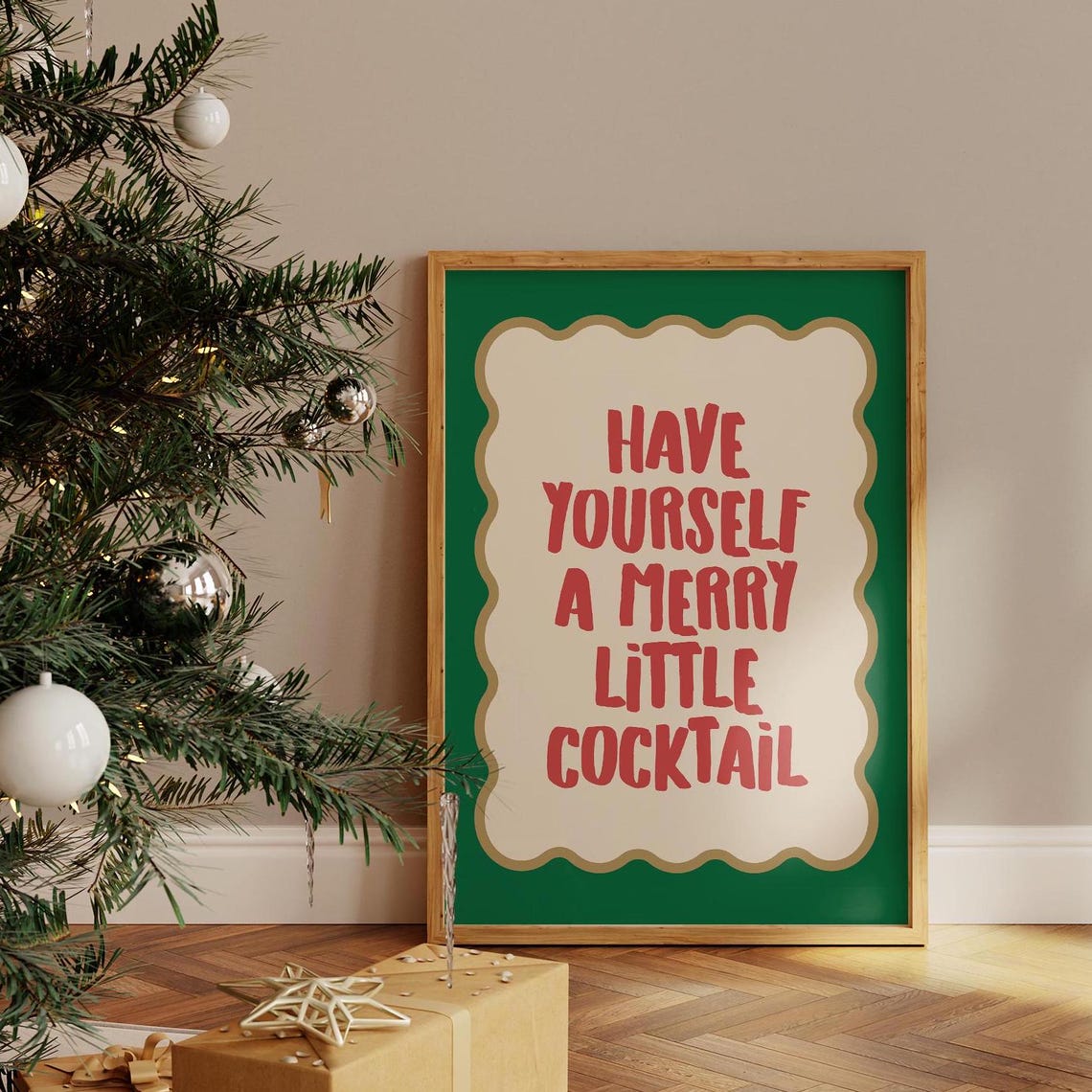 Have Yourself A Merry Little Cocktail Fun Bar Cart Holiday Poster - Image 3