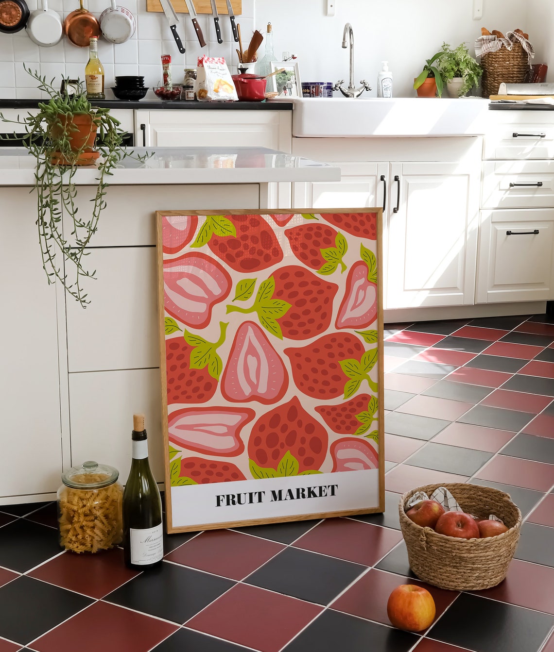 Fruit Market Colourful Strawberries Red Kitchen Botanical Poster - Image 3