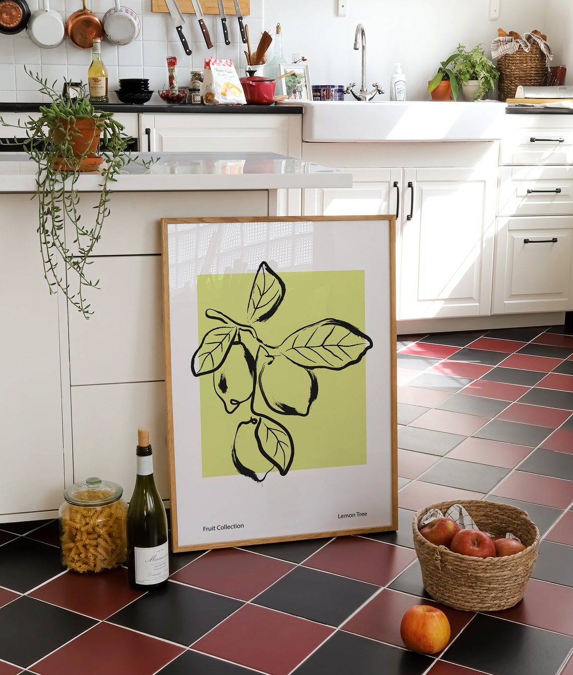 Lemon Tree Line Drawing Fruit Collection Green Botanical Art Poster - Image 3