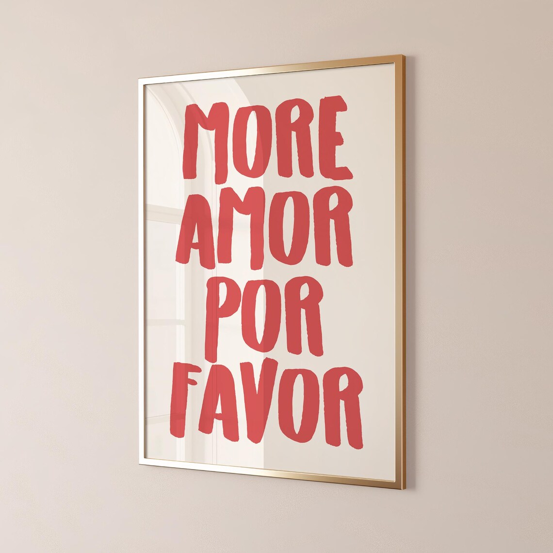 More Amor Por Favor Big Red Hand Drawn Letters Love Quote Wall Art - Image 2