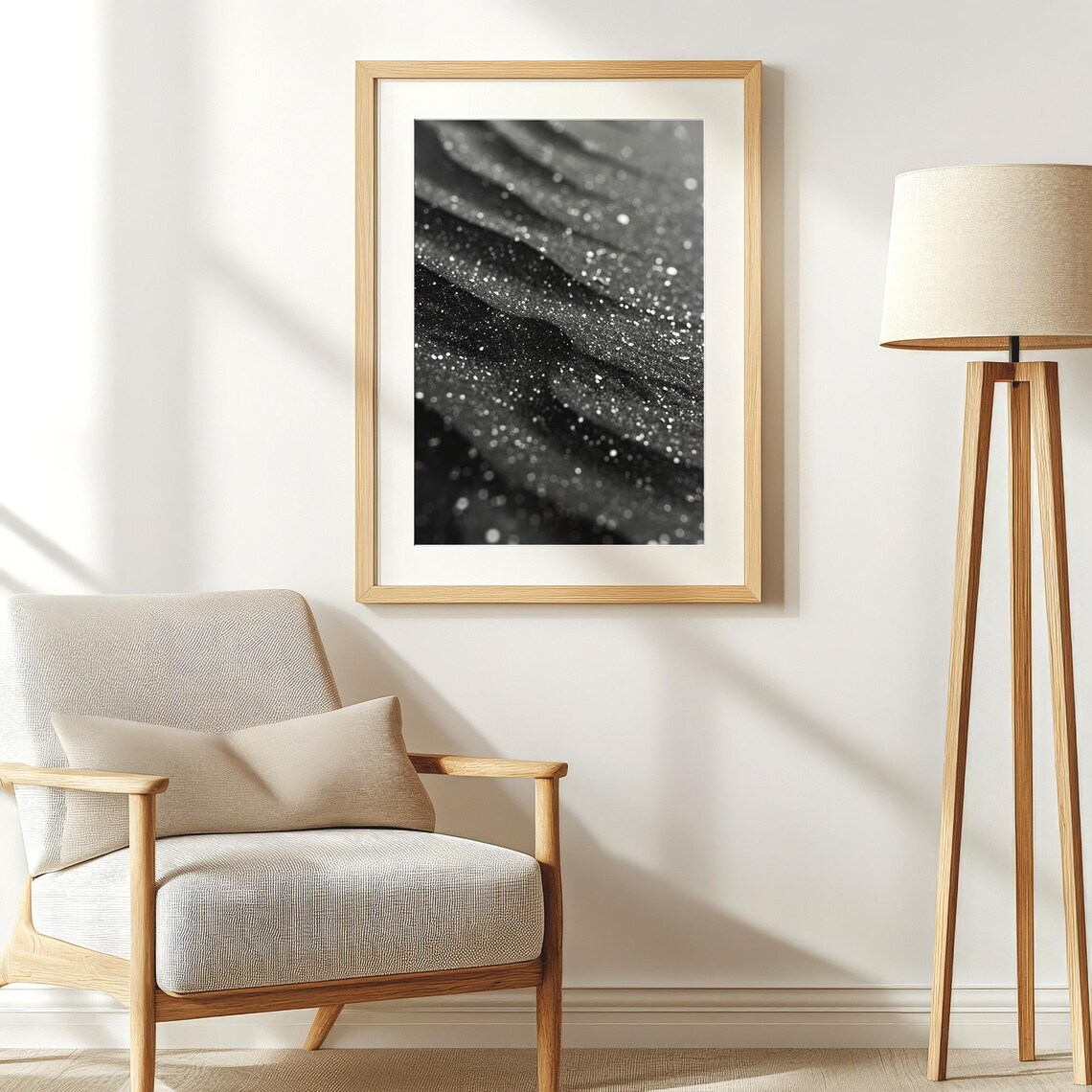 Black White Beach Sand, Minimalist Seashore Art Print - Image 4