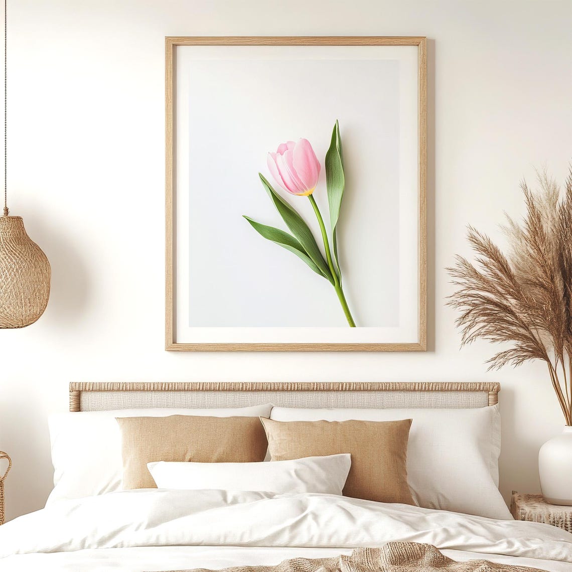 Pink Tulip Single Stem Minimalist Floral Botanical Spring Wall Art - Image 3