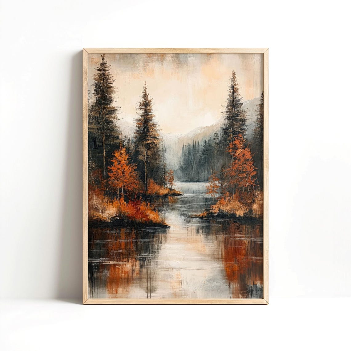 Autumn Forest Lake Painting Fall Foliage Reflection Nature Poster - Image 2