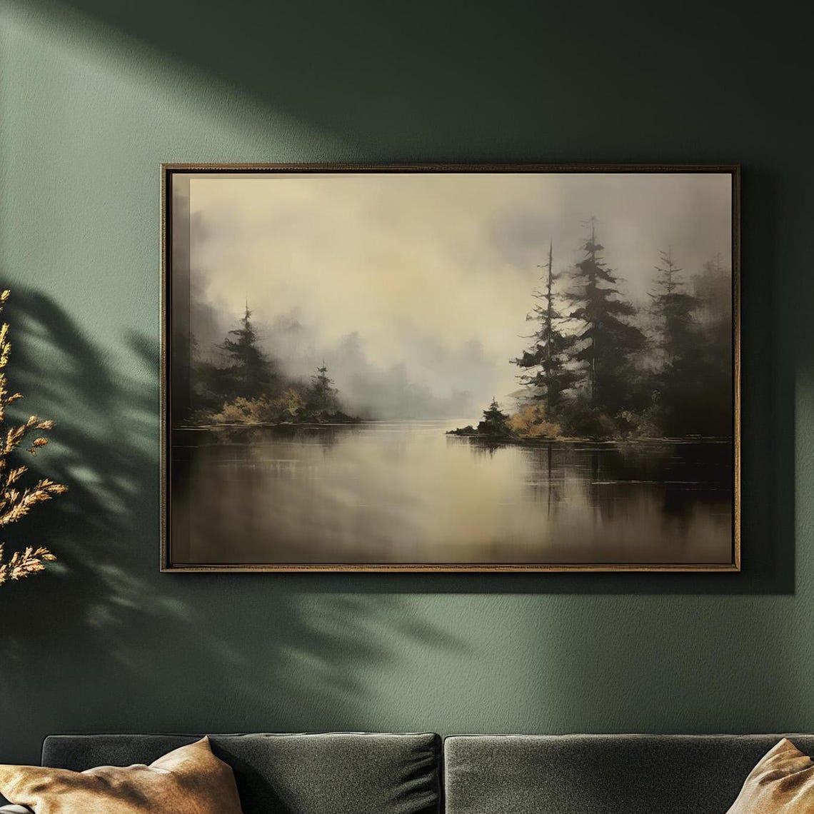 Foggy Forest Lake Landscape Misty Pine Reflection Nature Art Poster - Image 3