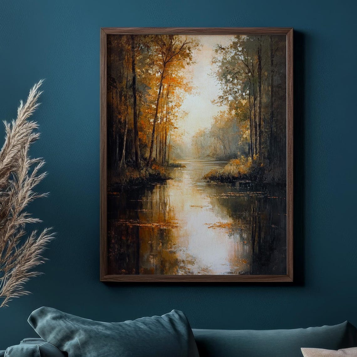Golden Autumn Lake Reflections Tranquil Fall Woodland Water Poster
