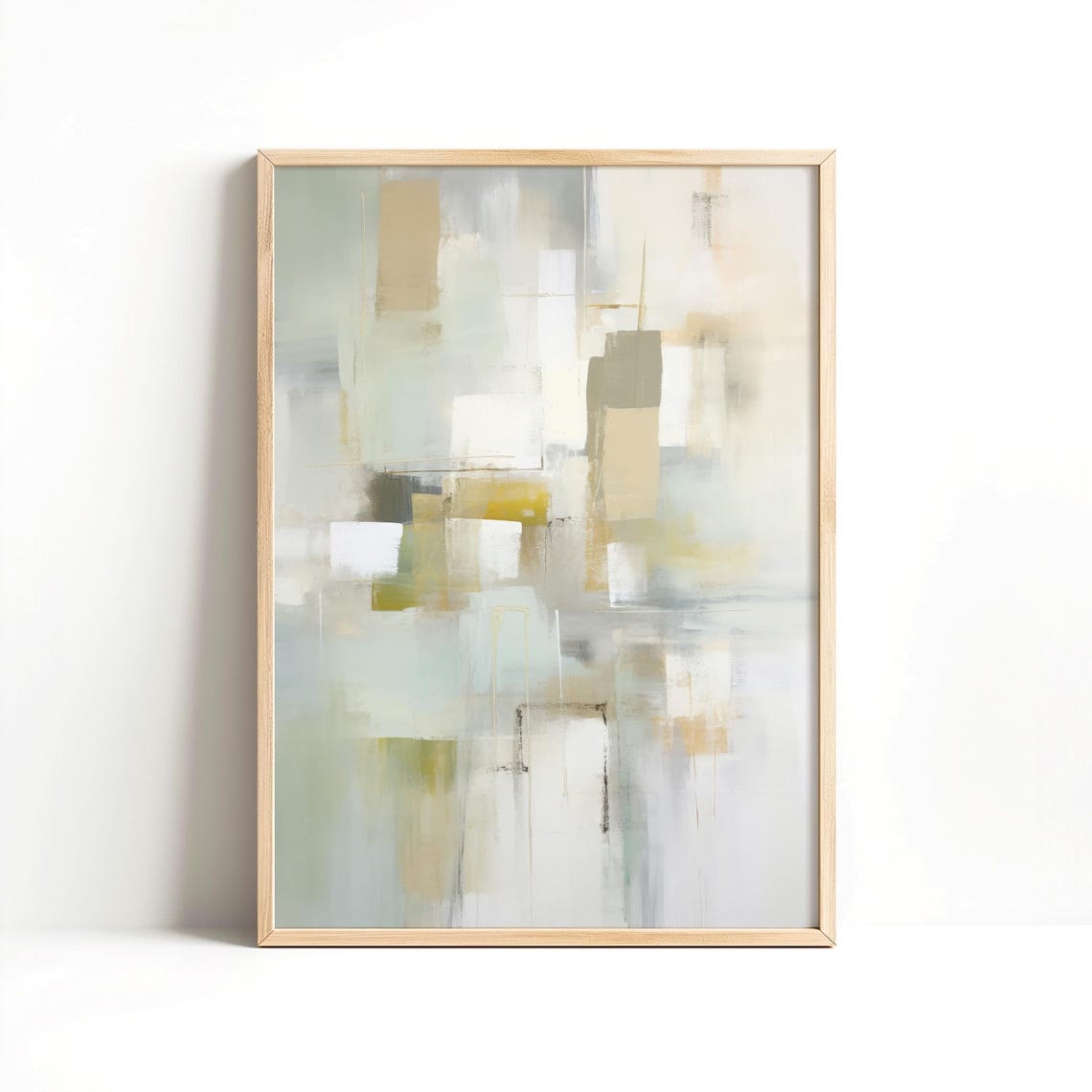 Soft Neutral Abstract Blocks Pastel Beige Modern Minimalist Poster