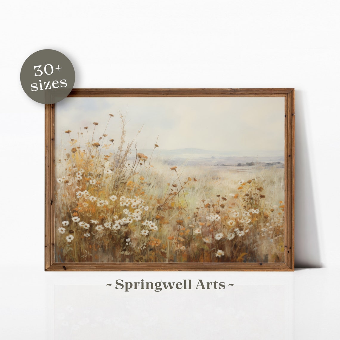 Vintage Autumn Wildflower Meadow Fall Botanical Landscape Art Poster