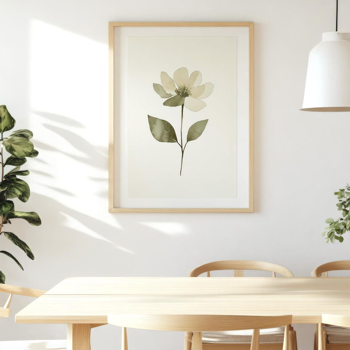 Ivory Wildflower Watercolor Painting Minimalist Floral Poster - Image 3