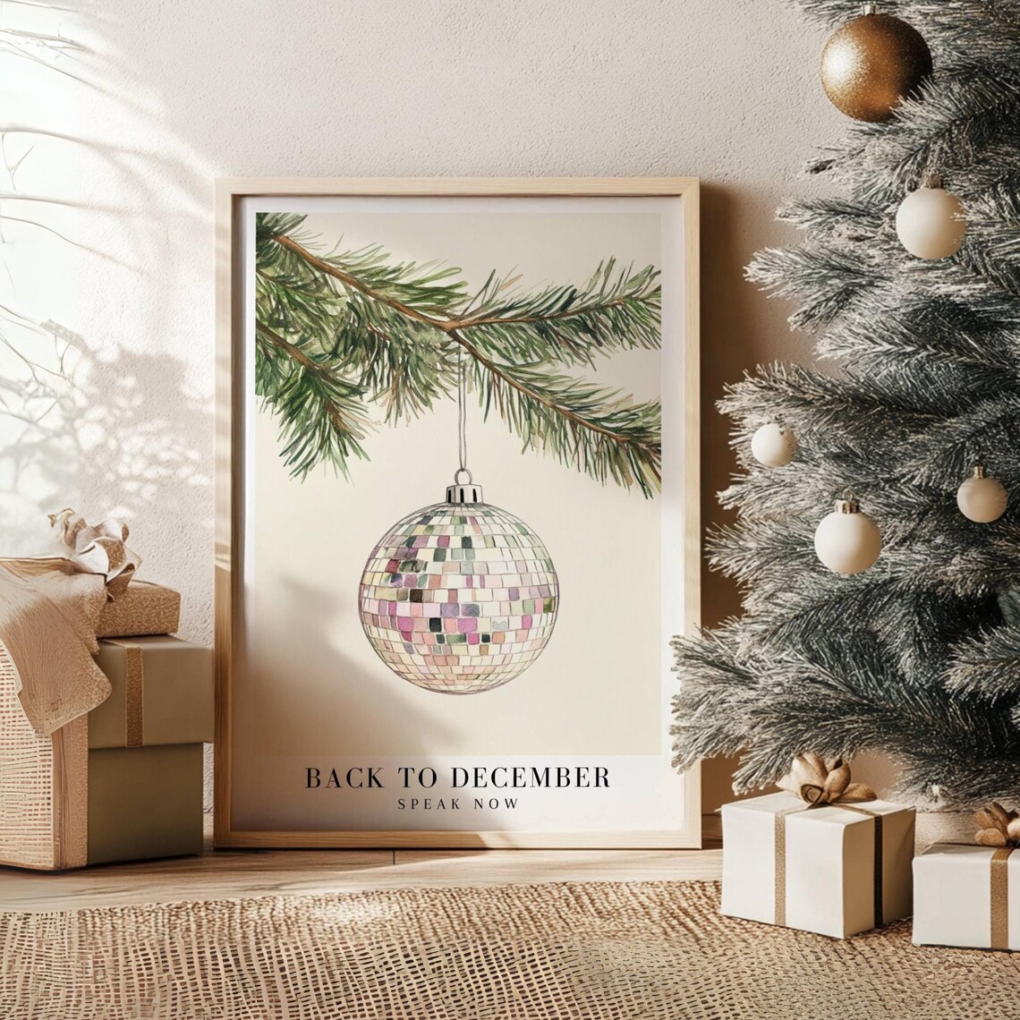 Back To December Christmas Watercolor Disco Ball Ornament