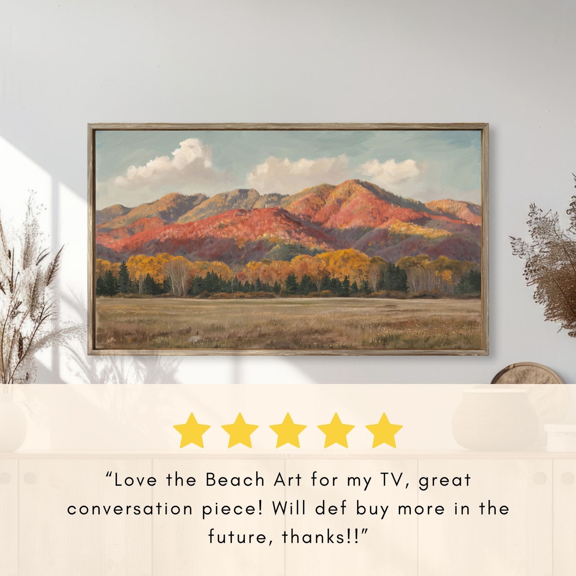 Fall Mountain Range Covered in Golden Foliage Autumn Landscape Poster - Image 2