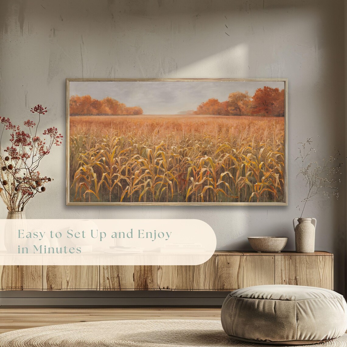 Golden Autumn Cornfield Landscape Endless Fall Stalks Poster - Image 5