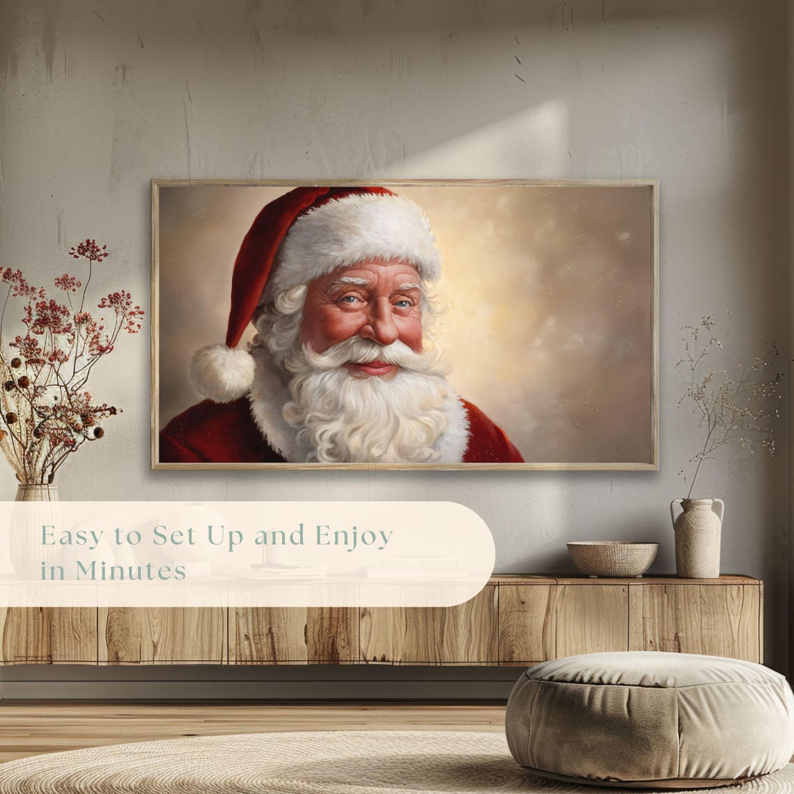 Frame Tv Art Christmas Frame Tv Art 4k Vintage Holiday Painting Santa Claus Close Up Portrait Tv Wallpaper - Image 5