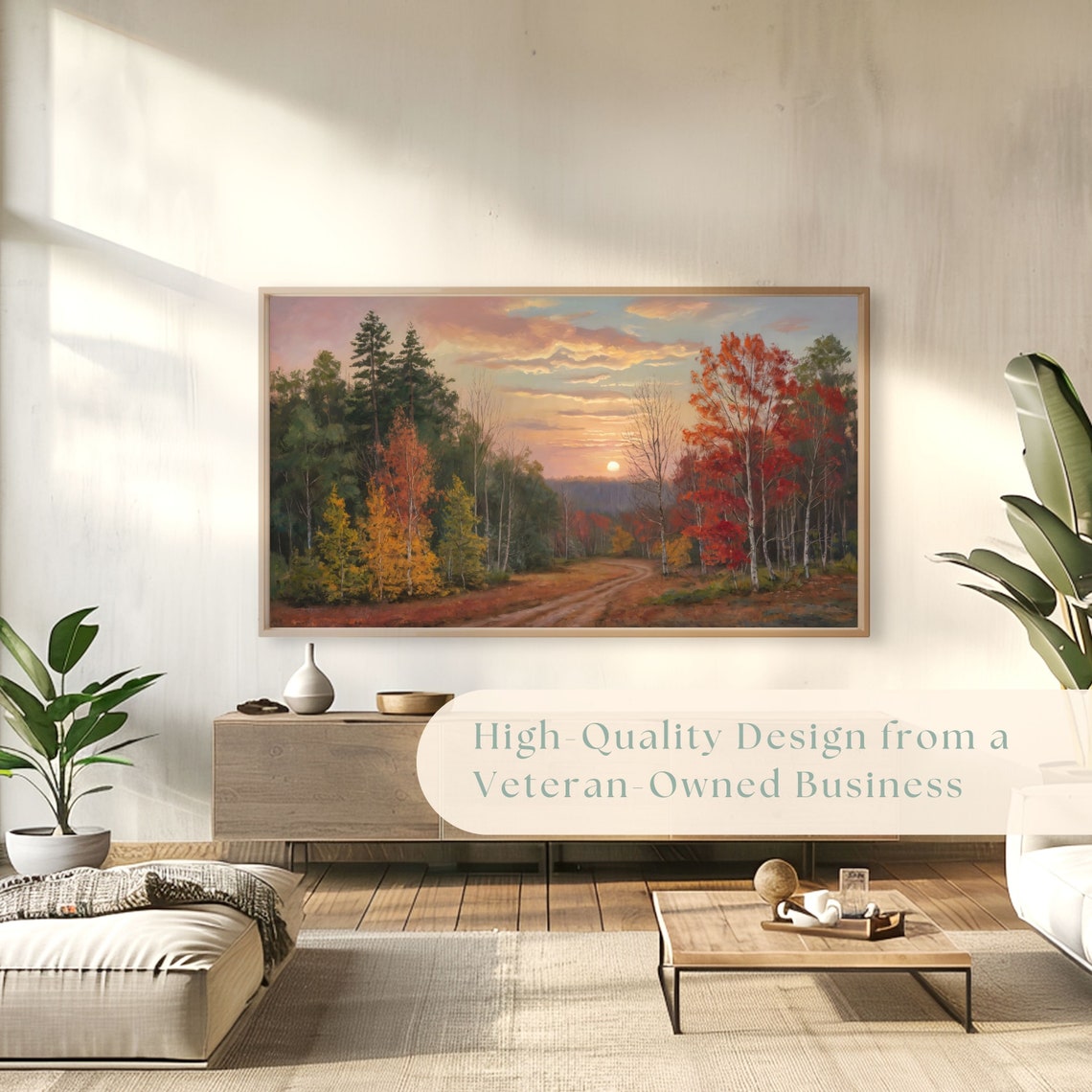 Sunset Glow Over Autumn Forest Clearing Vintage Woodland Poster - Image 4