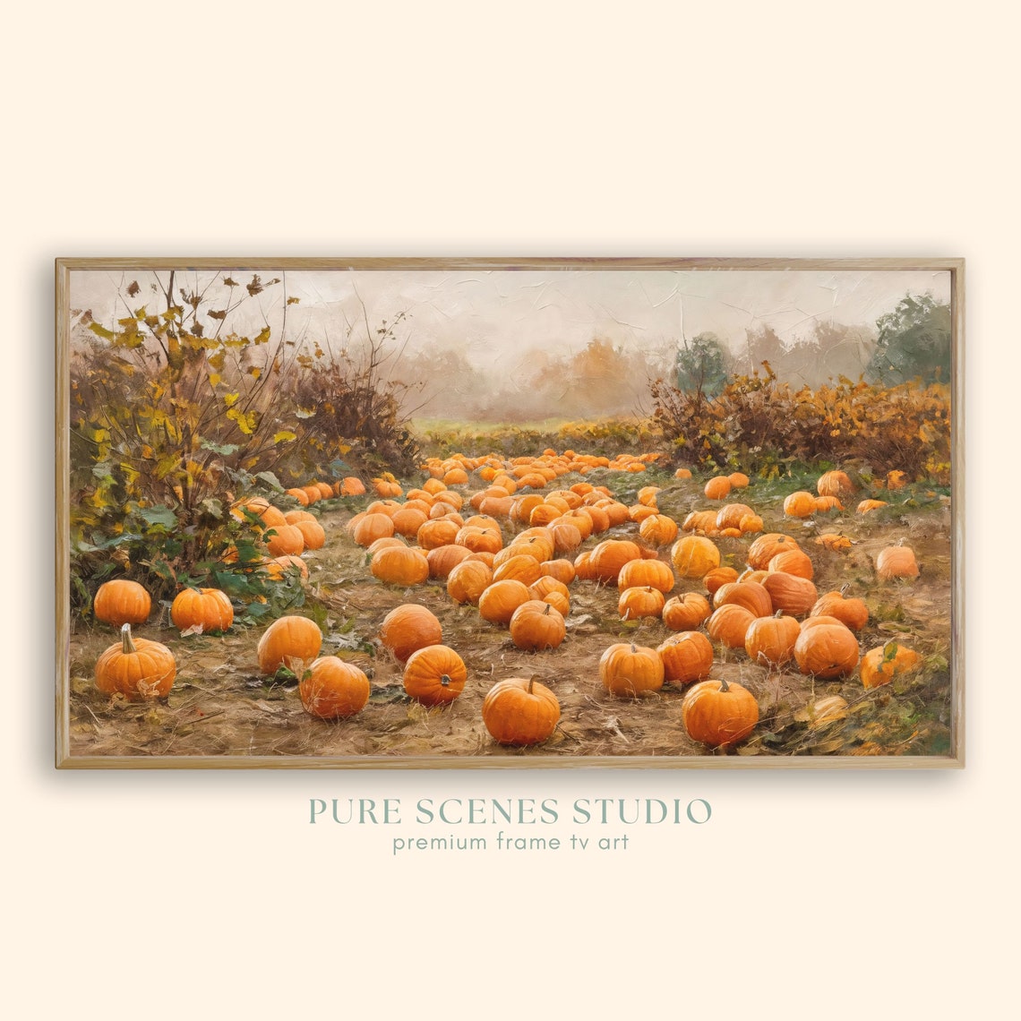 Rustic Pumpkin Patch Harvest Field Vintage Autumn Landscape Poster