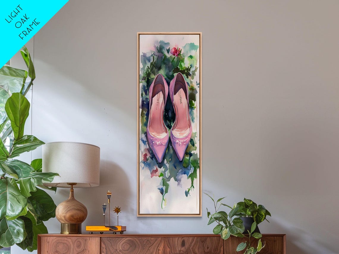 Pink Ballet Heels Watercolor Chic Fashion Illustration Wall Art - Image 6
