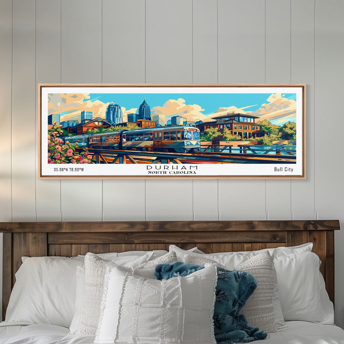 Durham North Carolina Light Rail Train Downtown Skyline Travel Poster - Image 3