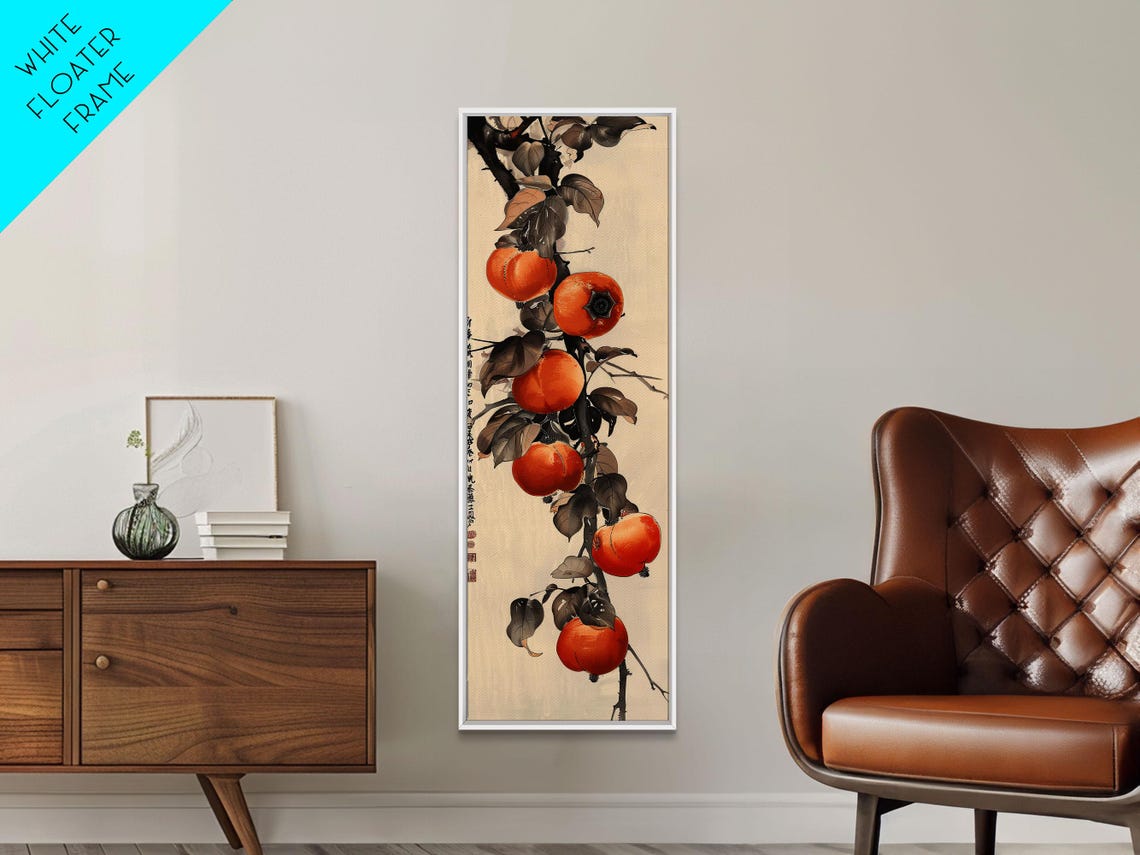 Ripe Persimmons Hanging On Branch Japanese Ukiyo E Style Art Poster - Image 3