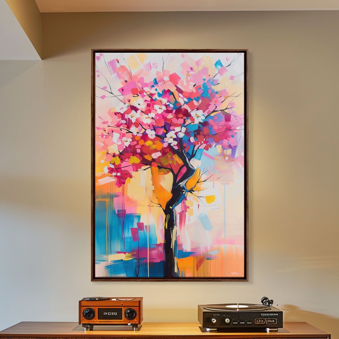 Colorful Blossom Tree Pink White Blooms Spring Flower Art Wall Poster - Image 2