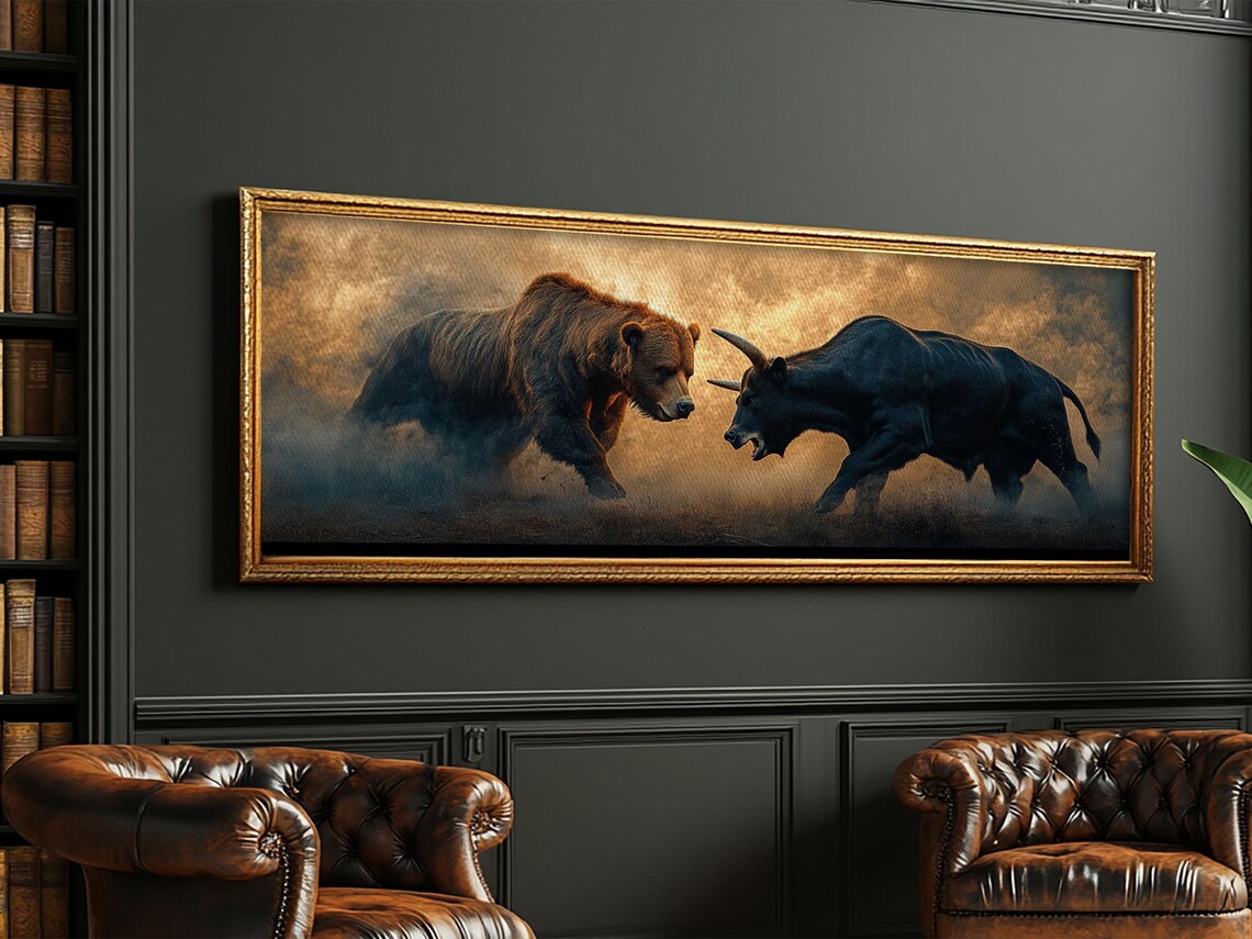 Bull and Bear, Moody Rustic Industrial Art Print - Image 4