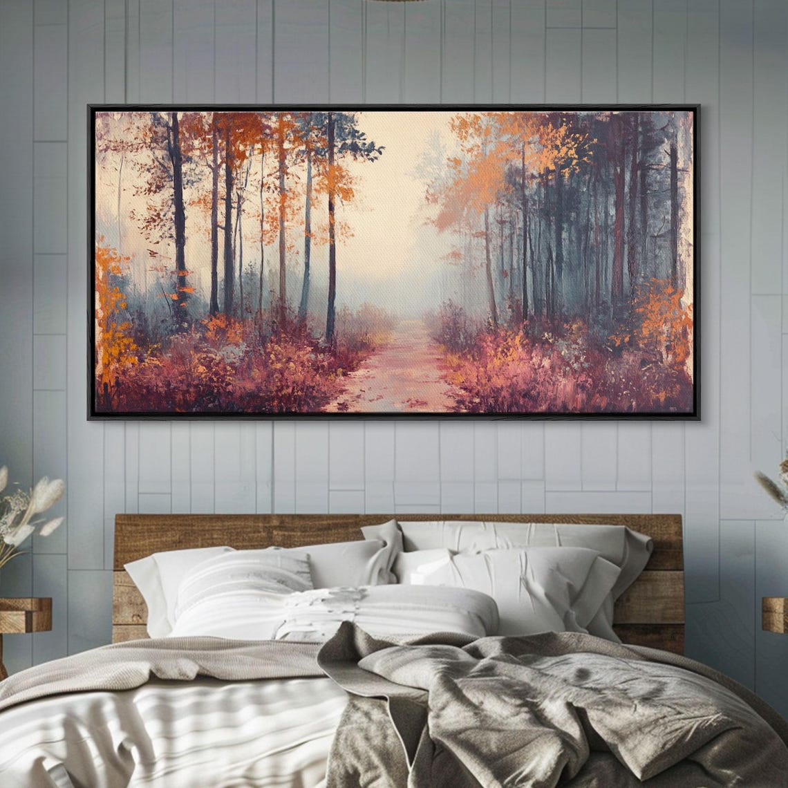 Misty Autumn Woods Foggy Fall Pathway Impressionist Forest Poster - Image 2